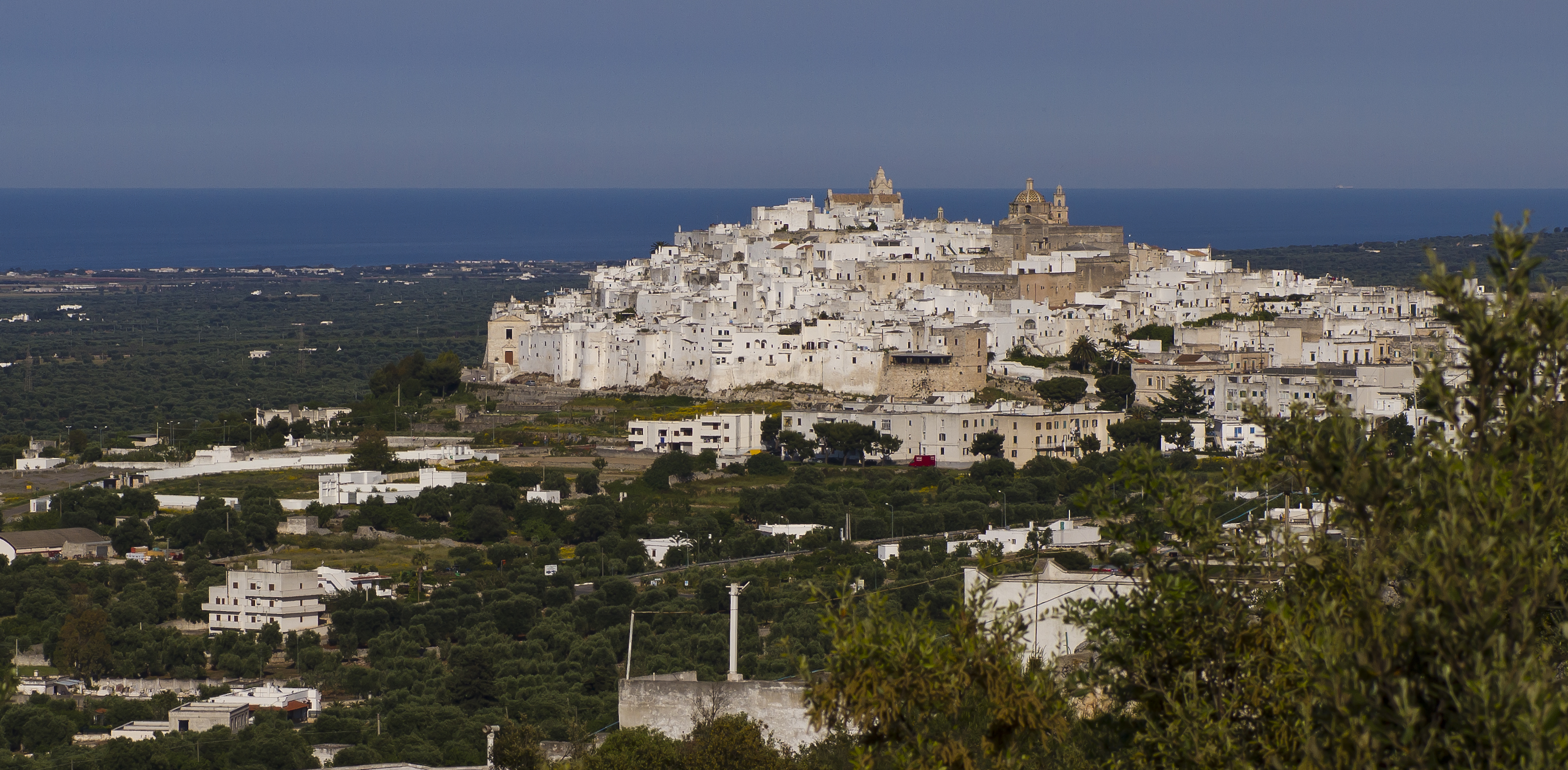 Le case bianche di Ostuni, la città bianca della Puglia, sulla collina