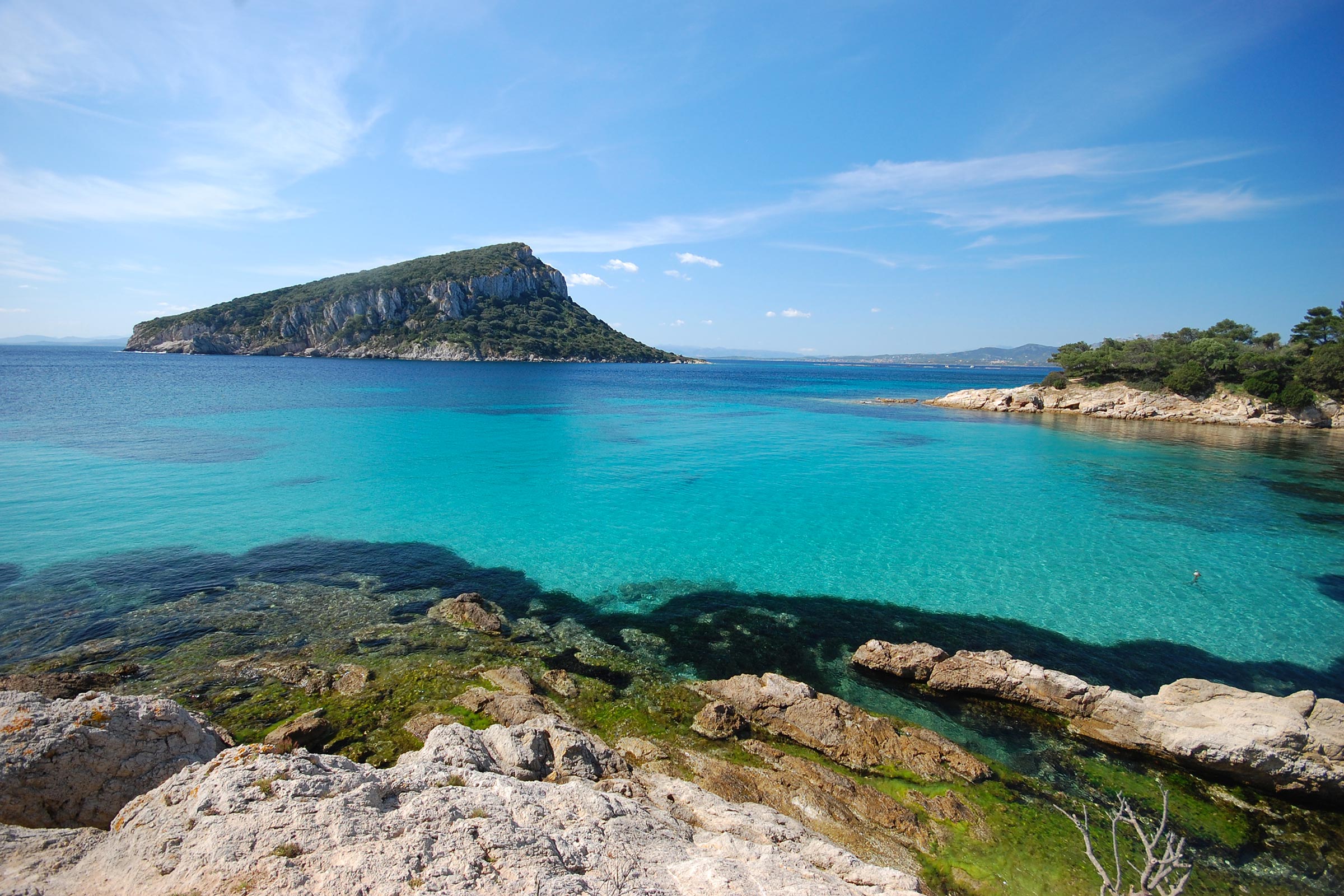 Spiaggia e mare turchese nei dintorni di Olbia, in Sardegna