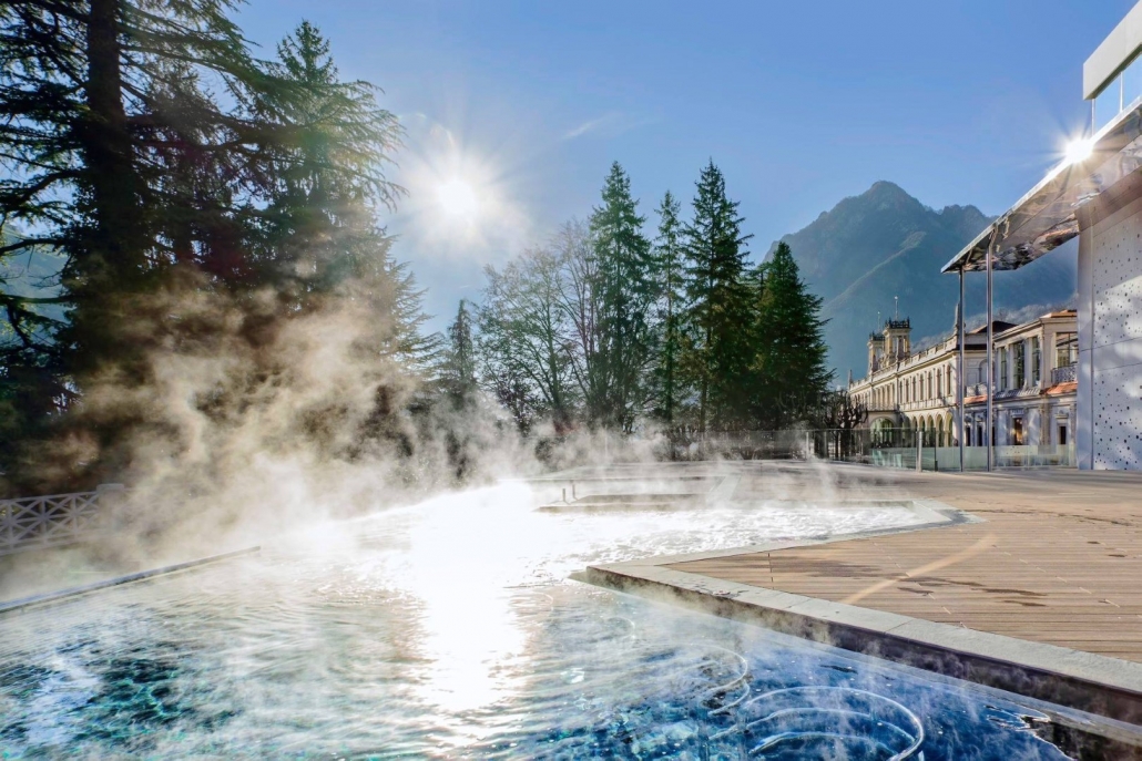 Il Grand Hotel liberty di San Pellegrino Terme lungo il fiume Brembo